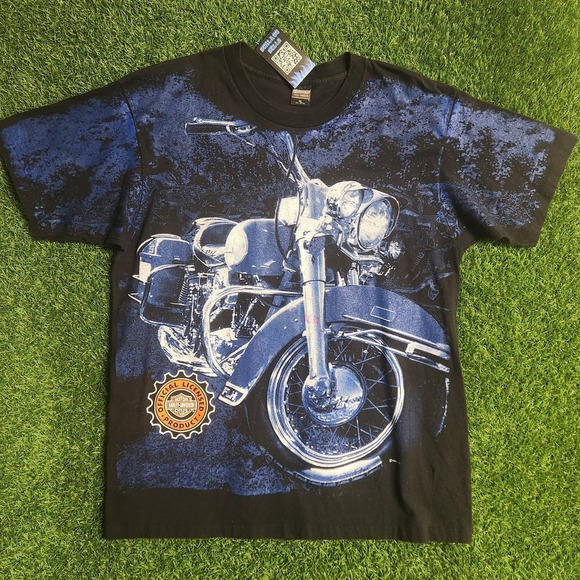 Harley-Davidson Other - Large 90s AOP Harley Davidson Motorcyle Chopper Tee Shirt Size Xl